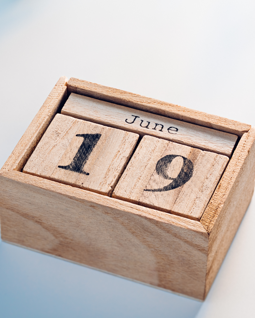 June 19 on wooden box
